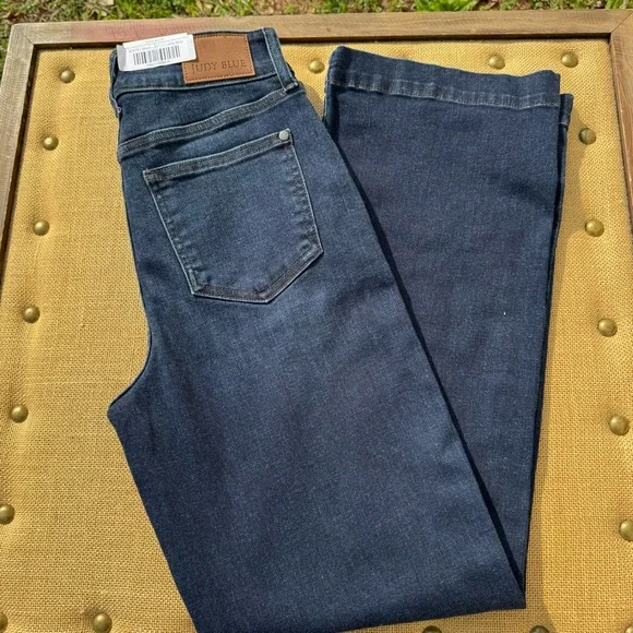 Judy Blue High Rise Wide-Leg Dark Blue Denim Jeans Size 7/28 - Picture 11 of 11